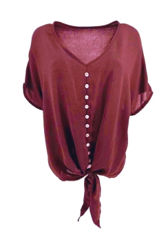 Blouse met knoop aan de onderzijde en knopen Gwenn bordeaux