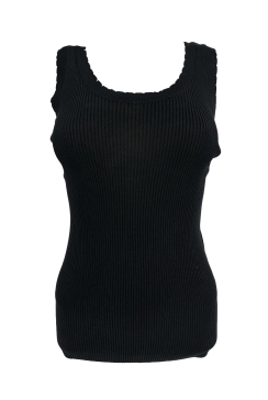 Top met golfband en rib stof zwart