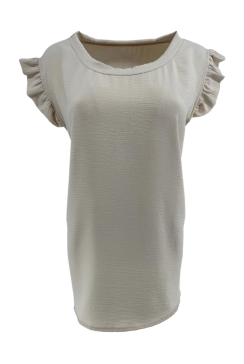 Top met kleine ruffle aan de mouw Lucy beige.  tkd