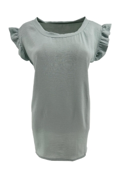 Top met kleine ruffle aan de mouw Lucy oud groen. tkd