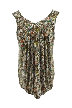 Top van travelstof met brede v-hals boord Astrid leaves Casd