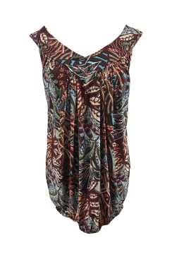 Top van travelstof met brede v-hals boord Astrid stitched Casd SALE