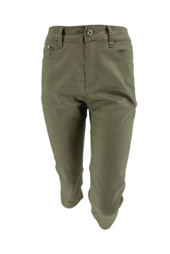 Capri broek met knoop en ritssluiting army (BS6292-3#). SALE