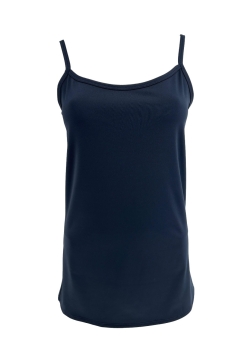 Top van travelstof met spaghetti bandjes donker blauw