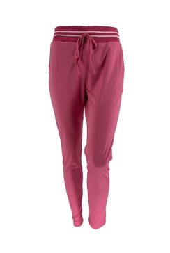 Travelstof broek met BIES aan de bovenzijde Bibianne fuchsia. btsb (SALE)
