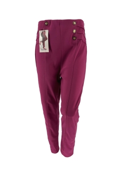 Stretch broek/legging met gouden knopen cerise (DAMA-301). SALE