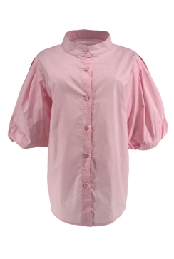 Blouse met knoopjes en pofmouw Spencer licht roze
