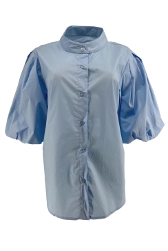 Blouse met knoopjes en pofmouw Spencer licht blauw