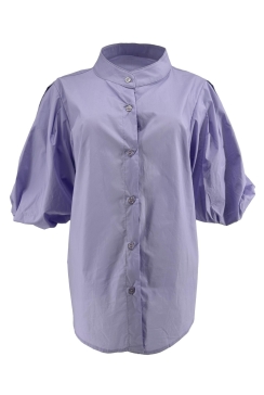 Blouse met knoopjes en pofmouw Spencer lila