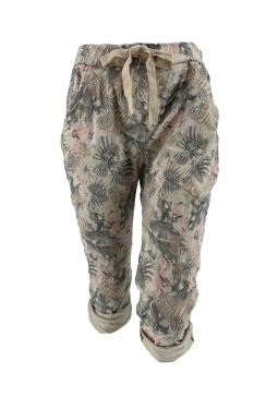 Italy broek 3/4 met Lelies beige