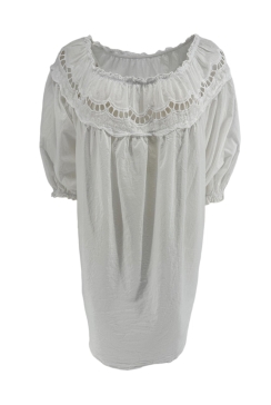 Blouse met elastieke hals en gedetailleerde bovenzijde Shelby off-white. SALE