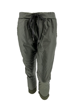 Italy coating broek met glitter koord army. SALE.(kdib)