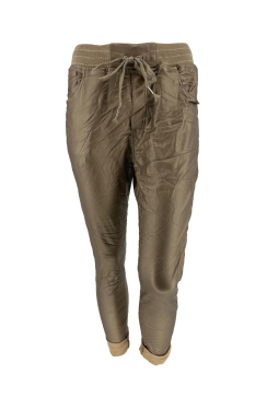 Coating broek met elastische band en glitter draad Zoë goud