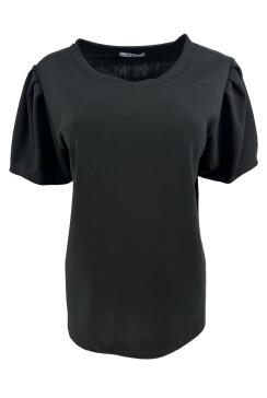 Shirt van gladde stof met pofmouw Ankie zwart.swd)