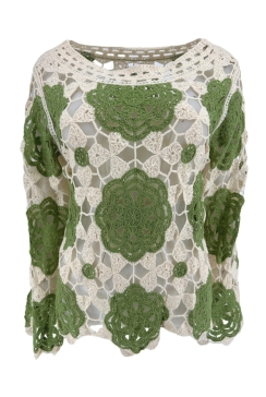 Opengewerkte trui met lange mouw Dahlia groen