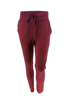 Travelstof broek met aansluitende broekspijp Bibi bordeaux. btsb
