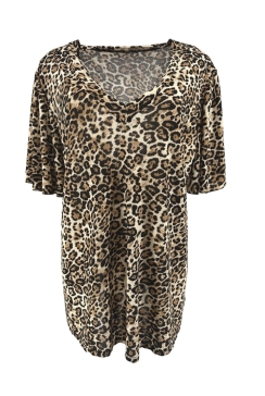 Travelstof shirt met v-hals Charlotte SMALL leopard print.CRS