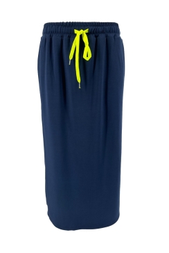 Rok met split en zakjes met gekleurd koord midnight blue.swd)
