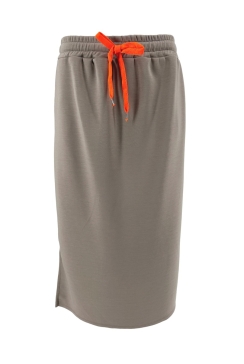 Rok met split en zakjes met gekleurd koord taupe.swd)