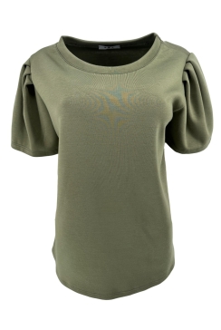 Shirt van gladde stof met pofmouw Ankie army.swd)