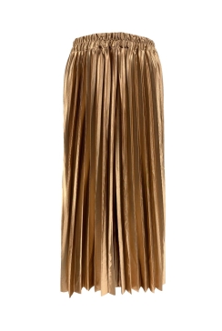 Plisse rok van satijn-look camel