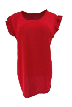 Top met kleine ruffle aan de mouw Lucy rood. tkd