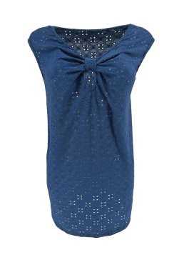 Mouwloze top met strik detail aan de voorzijde Meggie donker blauw