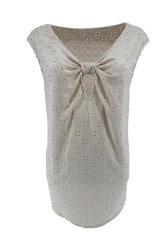 Mouwloze top met strik detail aan de voorzijde Meggie beige