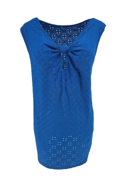 Mouwloze top met strik detail aan de voorzijde Meggie kobalt