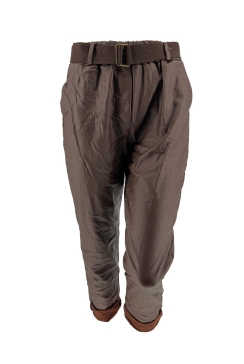 Coating broek met dubbele gesp Nienke bruin