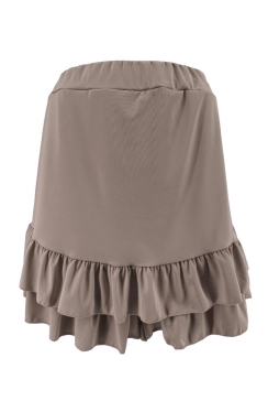 Short met ruffle aan de onderzijde Dorien taupe. tsb