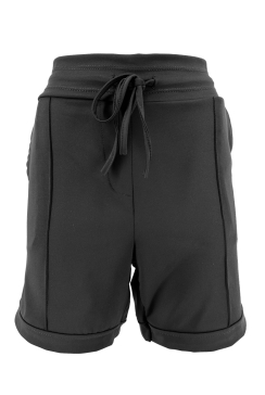 Travelstof short met naad aan de voorzijde Michelle zwart. btsb