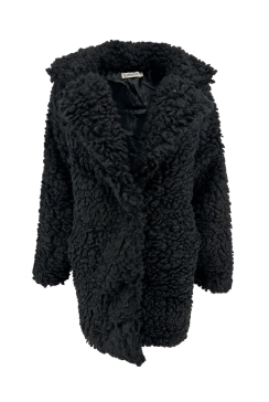 Faux fur jas met kraag Kris zwart