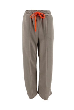 Broek met gekleurd koord en naad aan de voorzijde Cato taupe. SWD