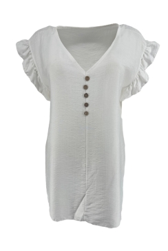 Top met kleine ruffle aan de mouw en knopen Luus off-white