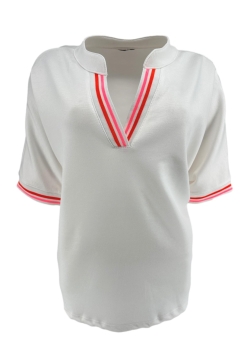 Sweatshirt met bies en kraag Yvon off-white. SWD