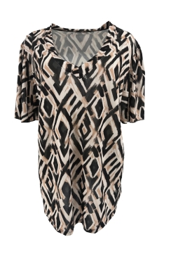 Travelstof shirt met v-hals Charlotte geruit zwart CRS