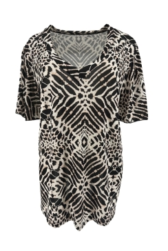 Travelstof shirt met v-hals Charlotte Kaleido zwart CRS