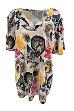 Travelstof shirt met v-hals Charlotte petal zwart CRS