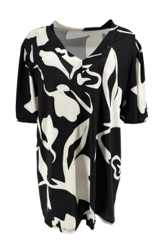 Travelstof shirt met v-hals Charlotte Inkie zwart CRS