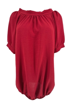 Blouse met korte mouw en strik in de nek Krissy bordeaux TKD