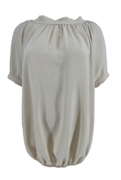 Blouse met korte mouw en strik in de nek Krissy beige TKD