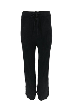 Comfy broeken met rib detail en koordje zwart