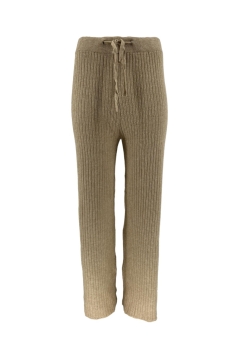 Comfy broeken met rib detail en koordje beige/camel