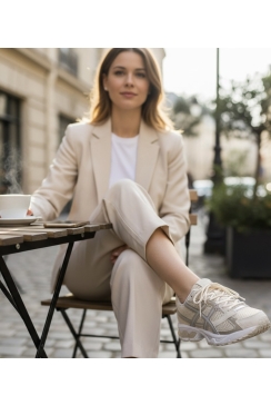 Sneaker met mesh en veter beige (9179)