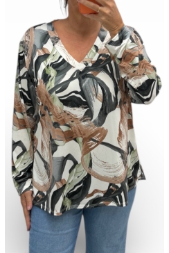 Shirt met lange mouw en v-hals Joyce motion zwart